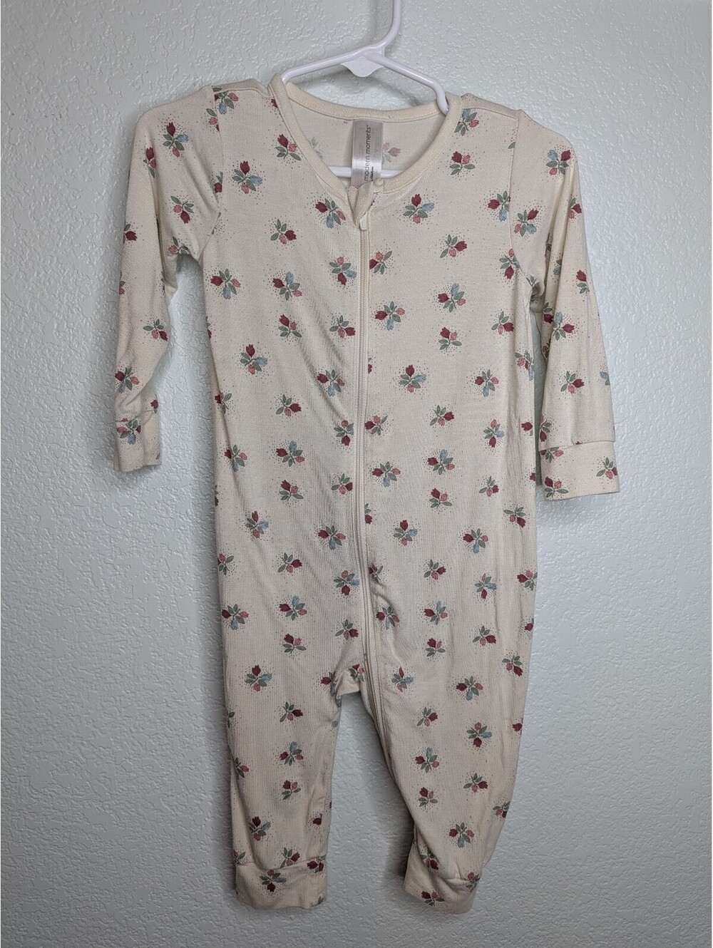 Modern Moments bamboo Floral Zip Baby Onesie Size 6-9M